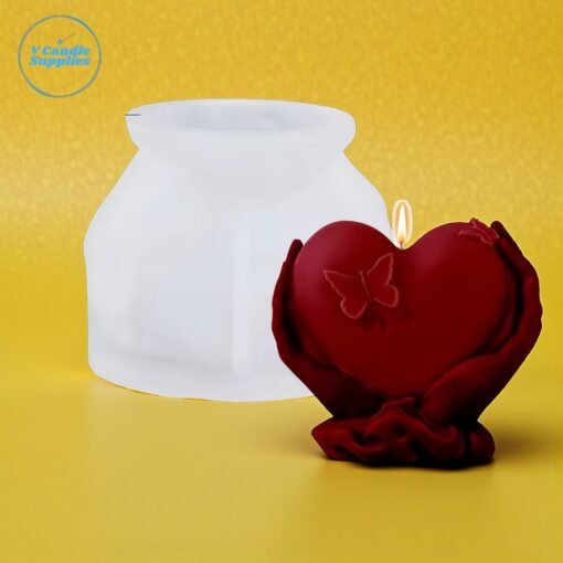 Heart In Hand With Butterfly Silicon Mold - GK-RS-322 | Silicone Molds For Candle Making, Resin, & Plaster Craft