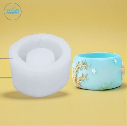 Ocean Theme Concrete Jar Silicone Mold – GK-RS-228 Silicone Mold for Candle Making, Resin & Plaster Crafts