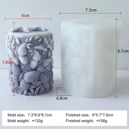 Butterfly Cylindrical Pillar Silicon Mold (2 Variation) | Silicone Molds For Candle Making, Resin, & Plaster Craft