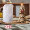 Three Teddy Bear Cubs With Heart Silicon Mold (4 Variations) | Silicone Molds For Candle Making, Resin, & Plaster Crafts