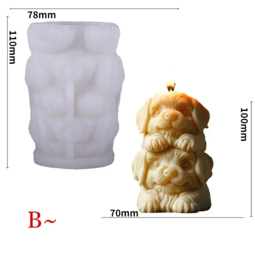 Two Layered Puppy Silicon Mold - GK44 | Silicone Molds For Candle Making, Resin, & Plaster Crafts | Silicone Molds For Candle Making, Resin, & Plaster Crafts
