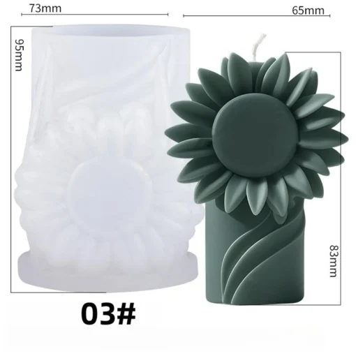 Sunflower Pillar Candle Silicon Mold - GK29 | Silicone Molds For Candle Making, Resin, & Plaster Crafts Sunflower Pillar Candle Silicon Mold - GK29 | Silicone Molds For Candle Making, Resin, & Plaster Crafts