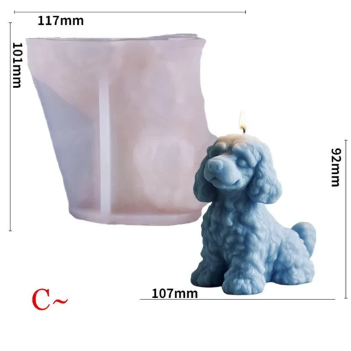 Poodle Puppy Silicon Mold - GK42 | Silicone Molds For Candle Making, Resin, & Plaster Crafts