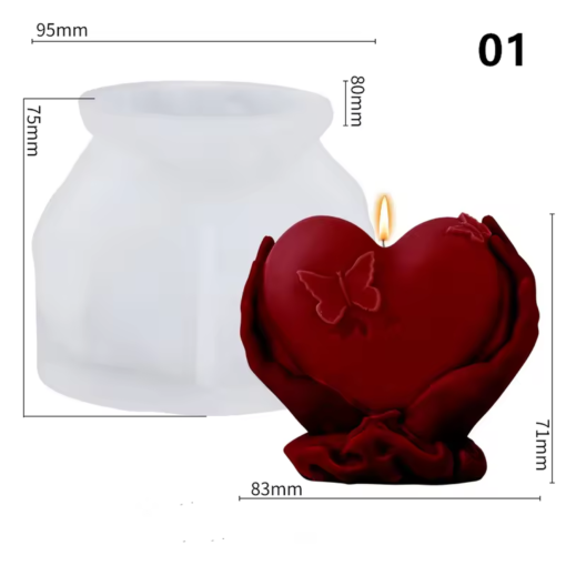 Heart In Hand With Butterfly Silicon Mold - GK-RS-322 | Silicone Molds For Candle Making, Resin, & Plaster Craft