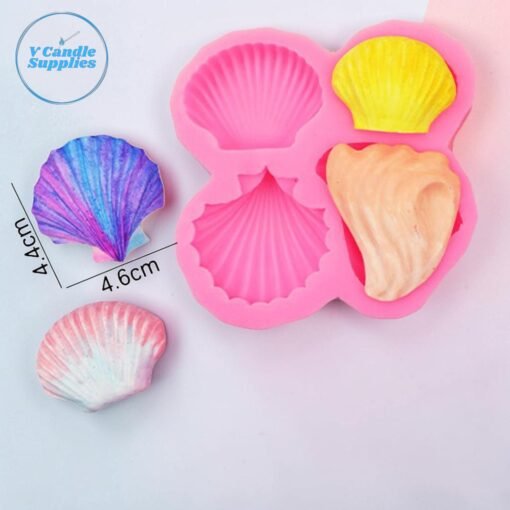 4 Cavity Seashell Silicone Mold | Silicone Molds For Fondant Candle Making, Resin, & Plaster Crafts