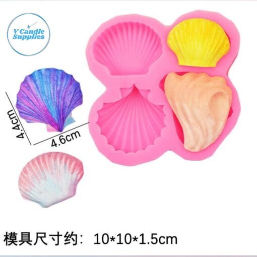 4 Cavity Seashell Silicone Mold | Silicone Molds For Fondant Candle Making, Resin, & Plaster Crafts