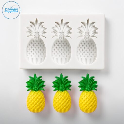 Three Cavity Mini Pineapple Candle Silicone Mold | Silicone Molds For Fondant Candle Making, Resin, & Plaster Crafts
