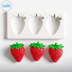 Three Cavity Mini Strawberry Candle Silicone Mold | Silicone Molds For Fondant Candle Making, Resin, & Plaster Crafts