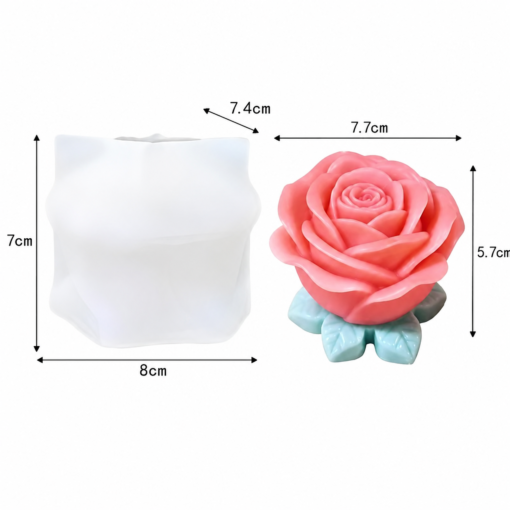 3D Rose Mold With Leaf Silicone Mold - VCS251 | Silicone Molds For Fondant Candle Making, Resin, & Plaster Crafts By V Candle Supplies
