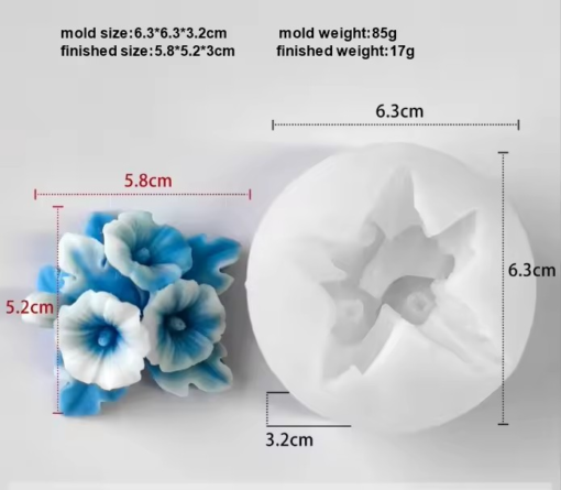 Morning Glory Flower Candle Silicone Mold | Silicone Molds For Fondant Candle Making, Resin, & Plaster Crafts By V Candle Supplies