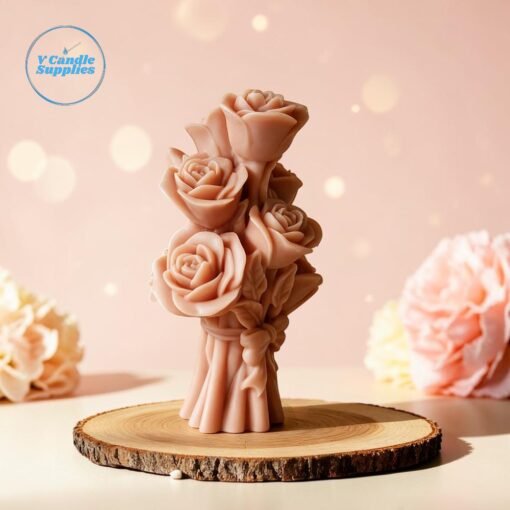 Rose Bouquet With Bow Silicone Mold - VCS249 | Silicone Molds For Fondant Candle Making, Resin, & Plaster Crafts By V Candle Supplies 1 Rose Bouquet With Bow Silicone Mold - VCS249 | Silicone Molds For Fondant Candle Making, Resin, & Plaster Crafts By V Candle Supplies