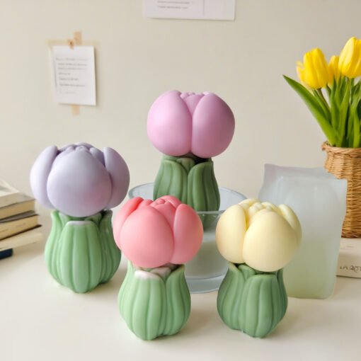 Cute Tulip Pillar Silicone Mold - VCS239 | Silicone Molds For Fondant Candle Making, Resin, & Plaster Crafts By V Candle Supplies 1 Cute Tulip Pillar Silicone Mold - VCS239 | Silicone Molds For Fondant Candle Making, Resin, & Plaster Crafts By V Candle Supplies