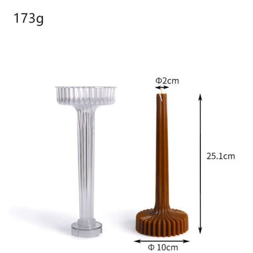 Geometric Stripped Pilllar Candle With Flat Base - VCS253, VCS254 | Polycarbonate Mold For Making Candles By V Candle Supplies