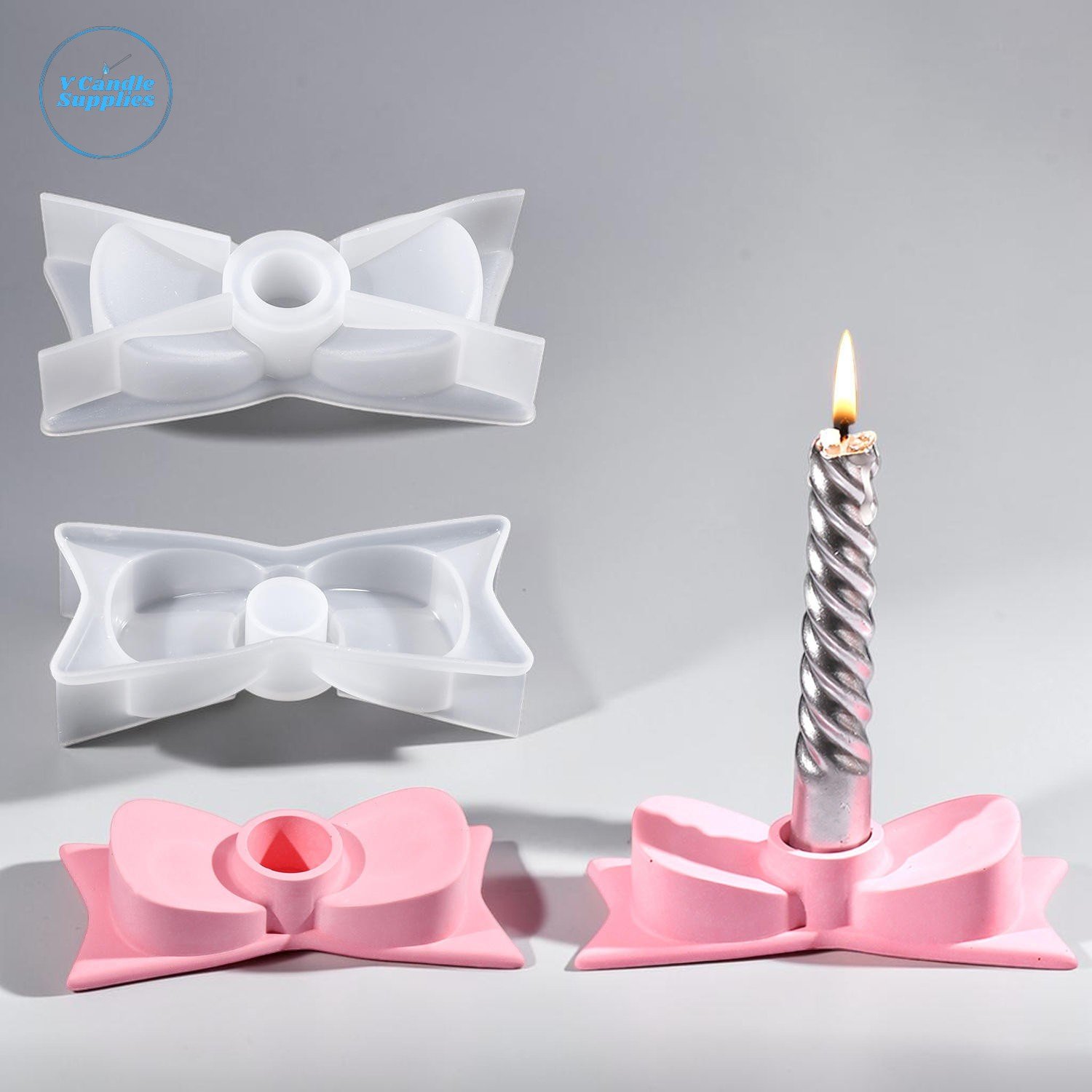 Bow Shaped Candle Holder Silicone Mold – VCS215 | Silicone Molds For Fondant Candle Making, Resin, & Plaster Crafts By V Candle Supplies