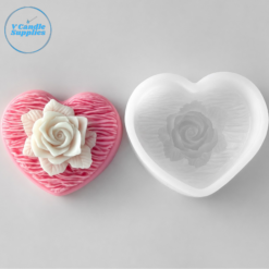 Blooming Rose On Heart Candle Silicone Mold | Silicone Molds For Fondant Candle Making, Resin, & Plaster Crafts By V Candle Supplies