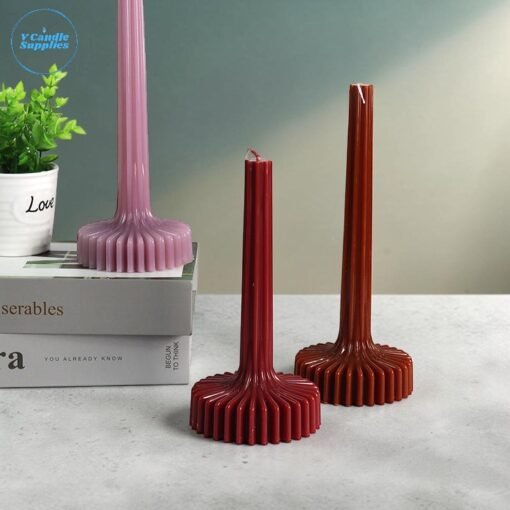 Geometric Stripped Pilllar Candle With Flat Base - VCS253, VCS254 | Polycarbonate Mold For Making Candles By V Candle Supplies