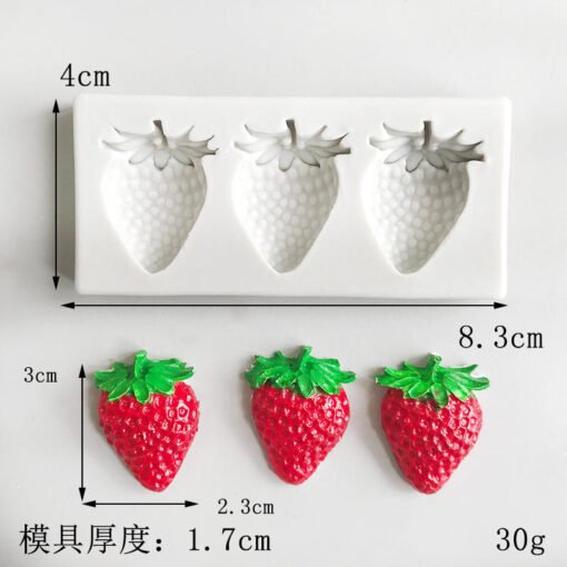 Three Cavity Mini Strawberry Candle Silicone Mold | Silicone Molds For Fondant Candle Making, Resin, & Plaster Crafts