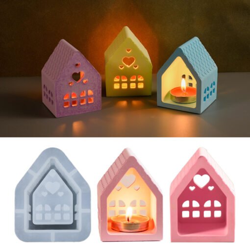 House Shaped T Light Candle Holder Silicone Mold - VCS214 | Silicone Molds For Fondant Candle Making, Resin, & Plaster Crafts By V Candle Supplies