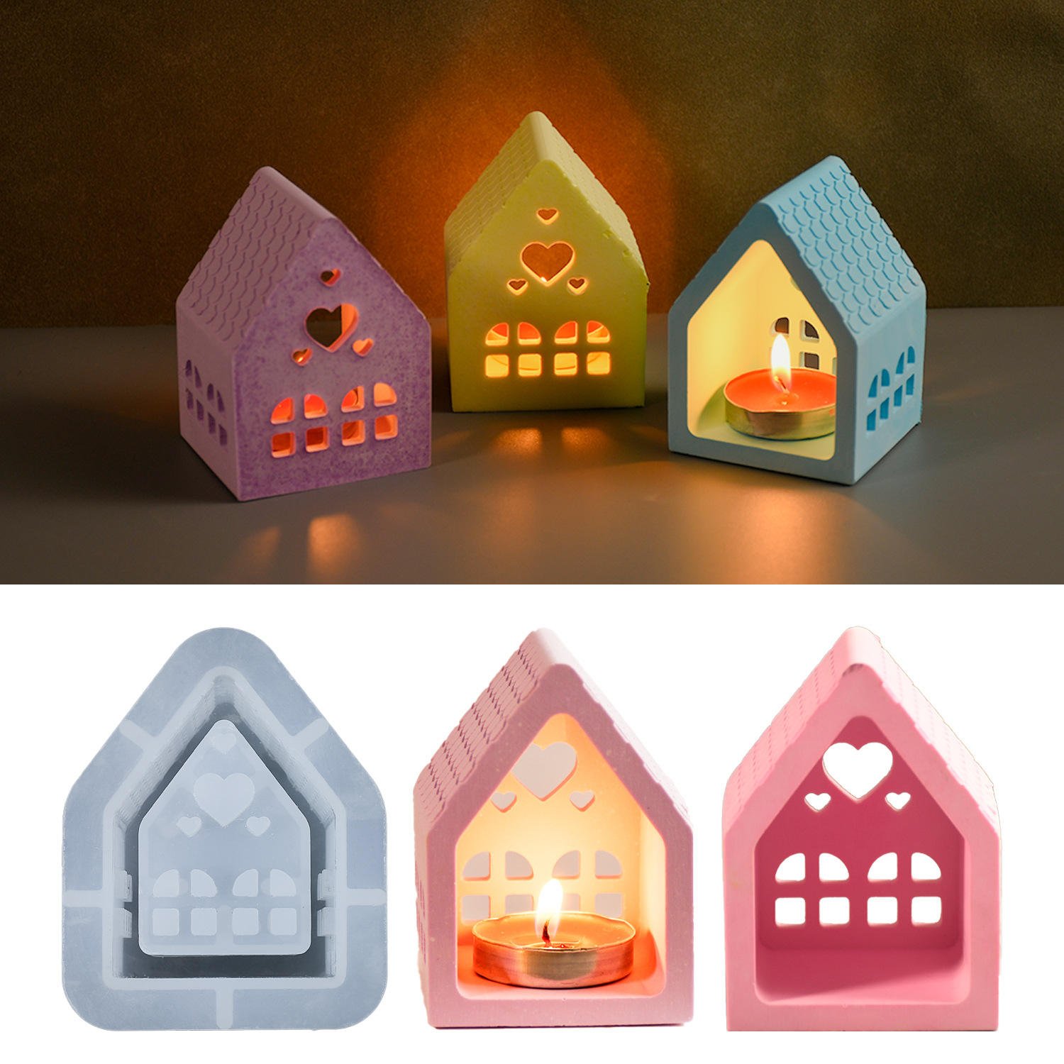 House Shaped T Light Candle Holder Silicone Mold – VCS214 | Silicone Molds For Fondant Candle Making, Resin, & Plaster Crafts By V Candle Supplies