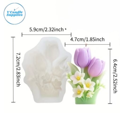 Mini Tulip Bouquet Candle| Silicone Molds For Fondant Candle Making, Resin, & Plaster Crafts