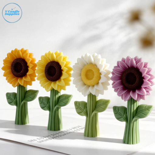 Sunflower With Stem Silicone Mold | Silicone Molds For Fondant Candle Making, Resin, & Plaster Crafts