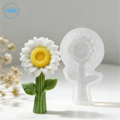 Sunflower With Stem Silicone Mold | Silicone Molds For Fondant Candle Making, Resin, & Plaster Crafts