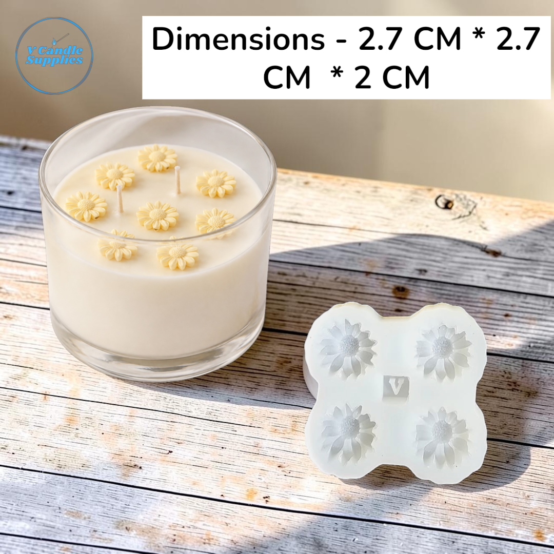 4 Cavity Mini Daisy Silicone Mold – TPD-19 | Silicone Molds For Fondant Candle Making, Resin, & Plaster Crafts