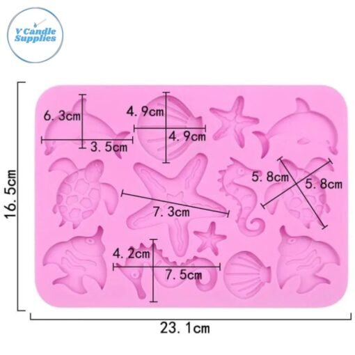 13 Cavity Ocean Life Creatures Silicone Mold - DM13 | Silicone Molds For Fondant Candle Making, Resin, & Plaster Crafts By V Candle Supplies 1 13 Cavity Ocean Life Creatures Silicone Mold - DM13 | Silicone Molds For Fondant Candle Making, Resin, & Plaster Crafts By V Candle Supplies